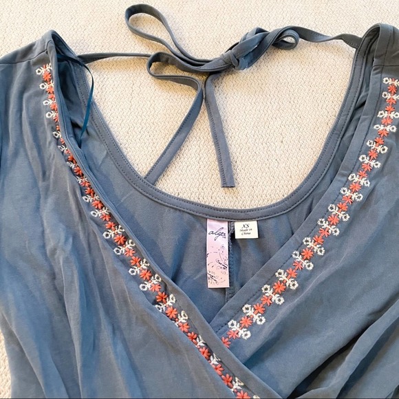 Francesca's Collections Blue Wrap Mini Dress - Picture 2 of 6